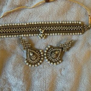 Elegant Gold and Silver Choker Necklace Set